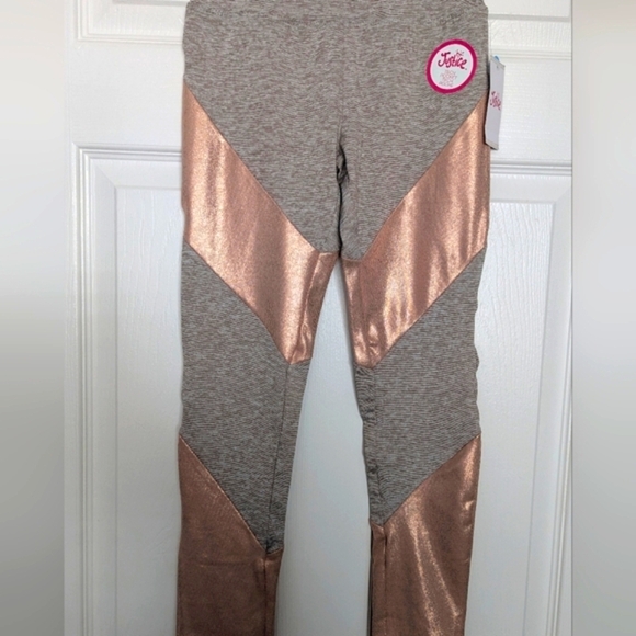 NWT Justice Girls (Size 10/Medium) Shiny Leggings With Copper Metallic Accents - Picture 2 of 8